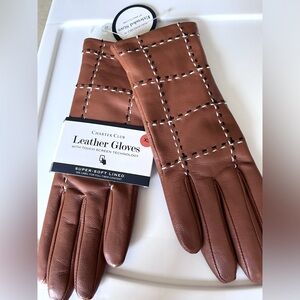 NEW with tags Charter Club Leather gloves -XS brown
